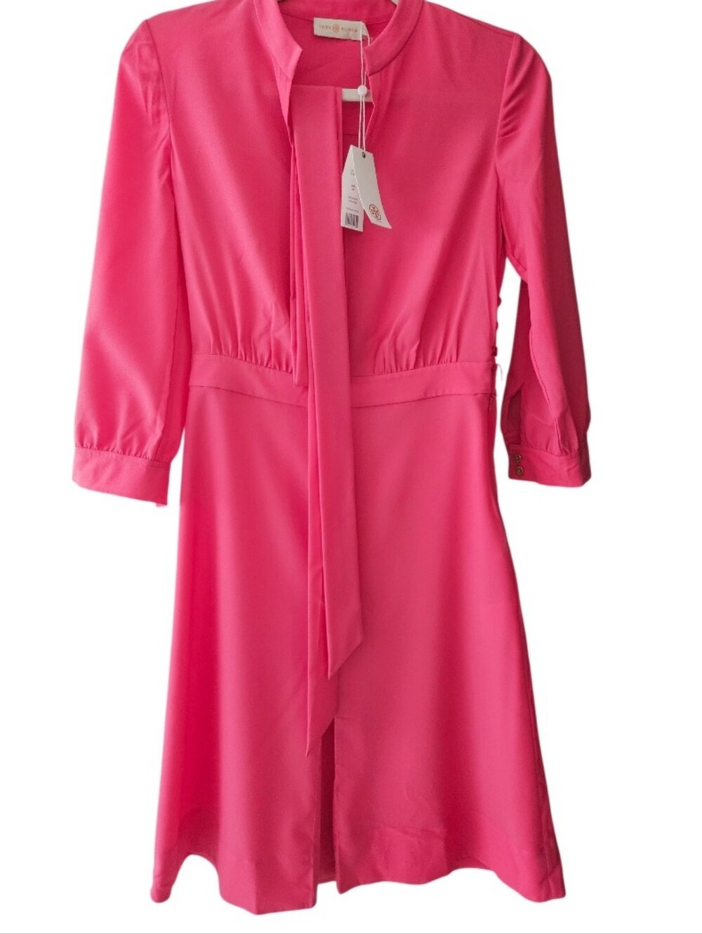 NWT Tory Burch JUDI Fuchsia Belted Front Slit Midi Dress - Picture 3 of 10